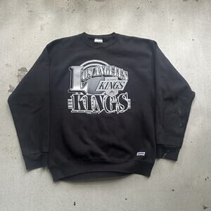 Vintage Los Angeles Kings Crewneck Mens Large Black NHL Hockey Sweatshirt 90s